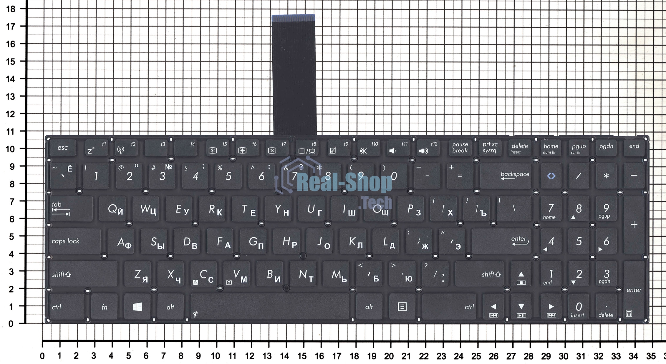 Клавиатура для ноутбука Asus K56 черная без рамки, плоский Enter