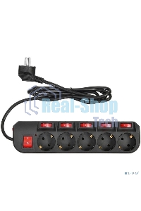 Сетевой фильтр Buro 500SH-1.8-SW-B 1.8 м (5 розеток) черный (коробка)