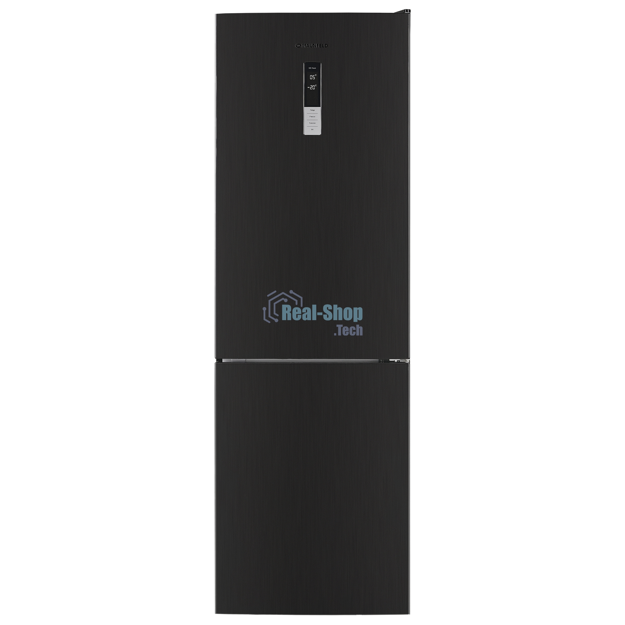 Холодильник Maunfeld MFF185NFSB10 черная нержавеющая сталь двухкамерный инвертор 240/100л морозилка снизу, No Frost