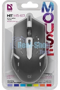 Мышь проводная Defender Hit MB-601 черный, 1200 dpi, USB, кнопки - 4
