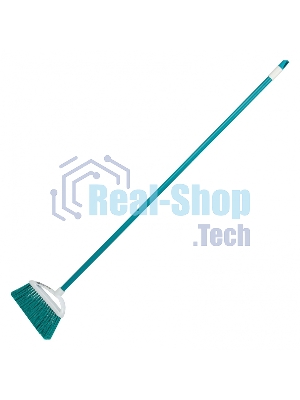 Щетка Home Palisad пластмасс. для подмет. пола, премиум, 23 см, c черенком, 120 см, бирюз. щетина