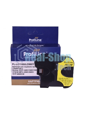 Картридж для принтеров Brother LC1100/LC980Y DCP -145C/165C/195С/375CW MFC-250C/290C/DCP-6690CW Yellow водн ProfiLine