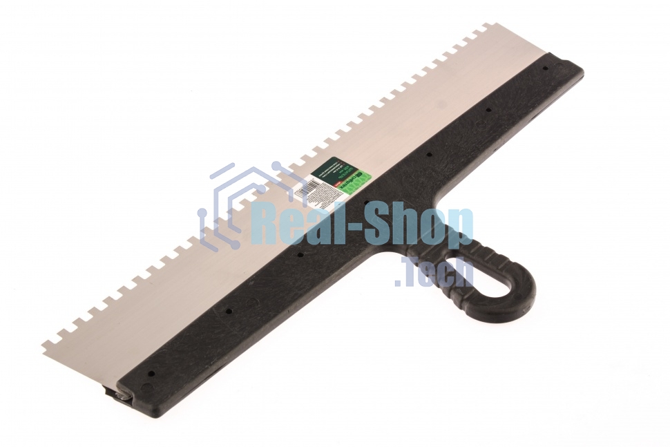 Шпатель из нержавеющей стали Сибртех 450 мм, зуб 6х6 мм, пластмассовая ручка