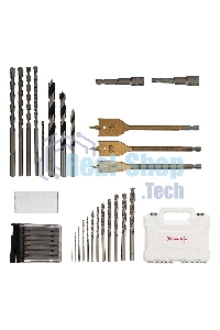 Набор сверл Matrix комб.,мет.1-6,5мм,бет.4-8мм,дер.4-10мм,перк, бит.20шт,адап,гол.2шт,зенк,50пр.