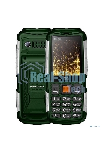 Мобильный телефон BQ 2430 Tank Power Green&silver 2.4” 240x320/32+32Mb/BT/2Sim/microSD/0.3Mp/4000mAh/Powerbank