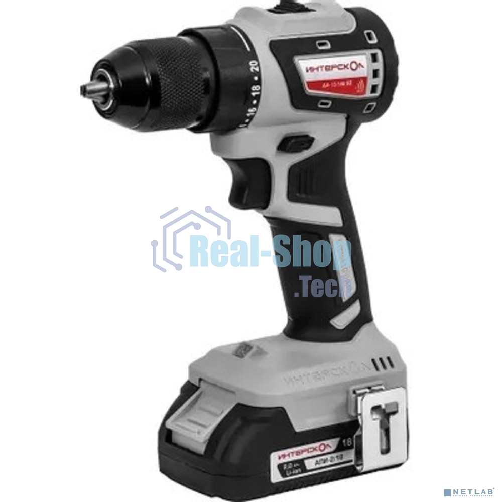 Дрель-шуруповерт аккумуляторная бесщеточная ИНТЕРСКОЛ КОМБИ ДА-13/18В 50 (2 АКБ 2 А·ч и ЗУ, кейс)