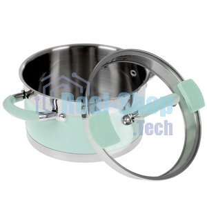 Кастрюля LARA LR02-541 MINT 18x10 см, 2,4 л, носик, индукционное дно, крышка с бортом, полипропилен, силикон, нержавеющая сталь