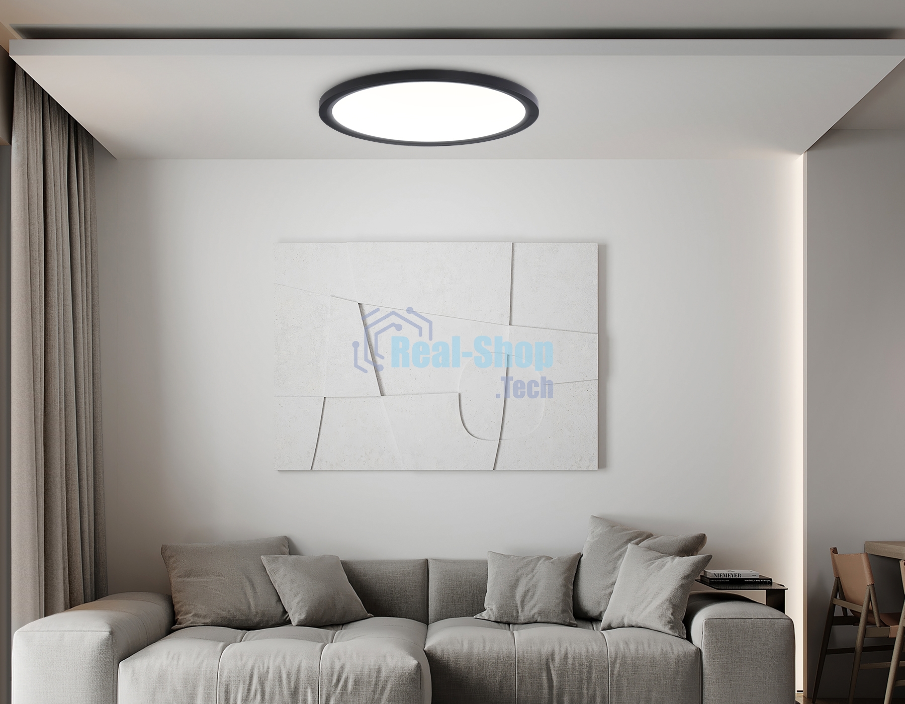 Светильник светодиодный ультратонкий Ambrella light FZ1910 BK черный IP54 44W 3000K-6500K CCT-переключатель D600*25 (Без ПДУ)