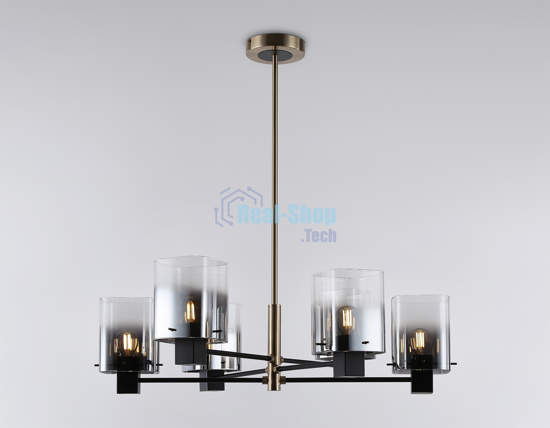 Люстра Ambrella light LH57041/6 BK/DBS/SM черный/темная латунь/дымчатый E14/6 max 40W D690*690