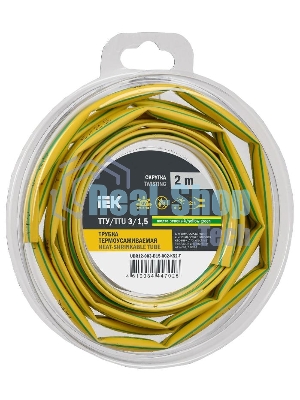Трубка термоусадочная ТТУ нг-LS 3/1.5 желт./зел. (уп.2м) IEK UDR12-003-D15-002-K52-T