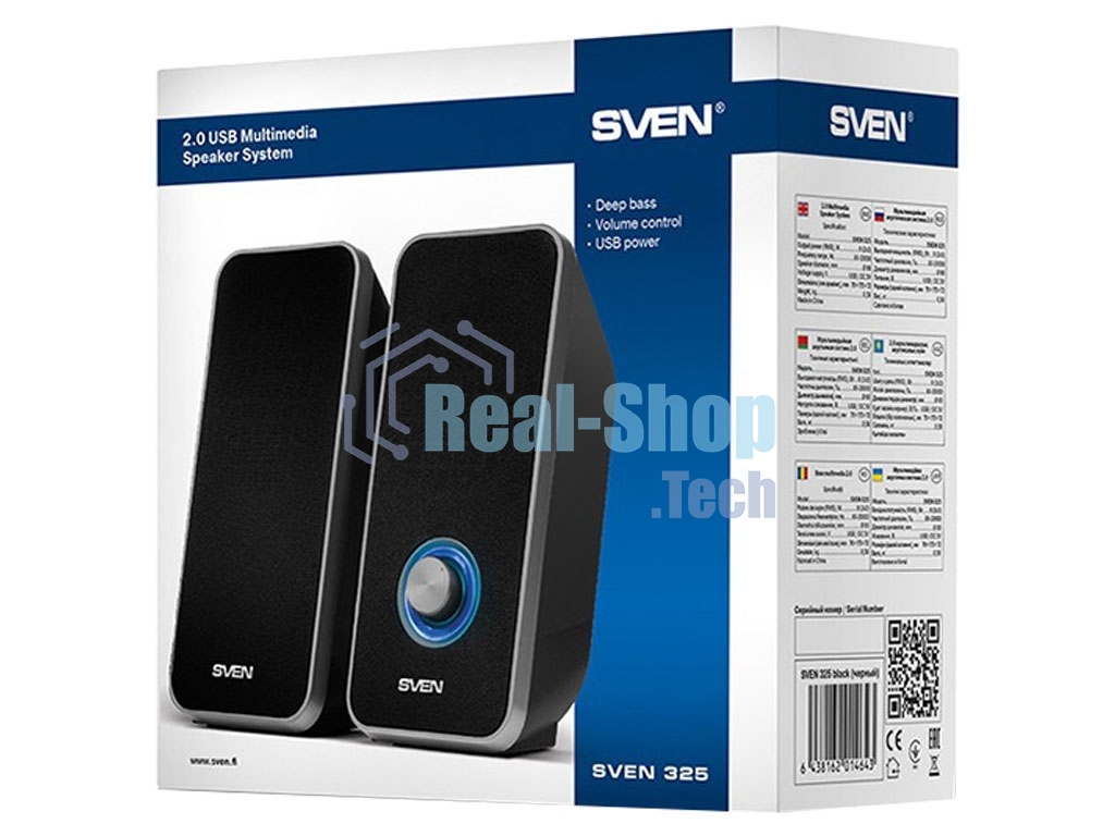 Акустическая система 2.0 SVEN 325, черный, USB, мощность 2x3 Вт(RMS) SVEN 325, черный, USB, акустическая система 2.0, мощность 2x3 Вт(RMS)