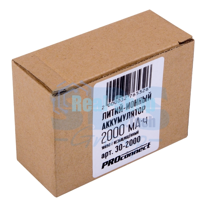 Аккумулятор 18650 unprotected Li-ion 2000 mAh 3.7 В PROconnect