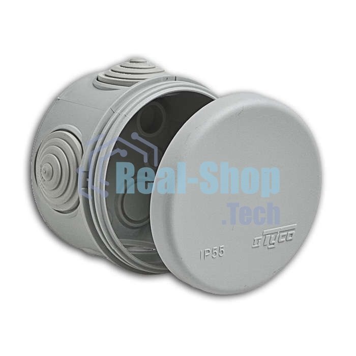 Рувинил 67020 Тусо.Коробка расп. для о/п, D = 70 мм, Н = 50 мм, 4 ввода, IP55 (св.-серая)