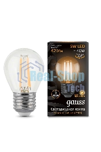 Лампа светодиодная Filament Шар E27 5Вт 2700К Gauss 105802105