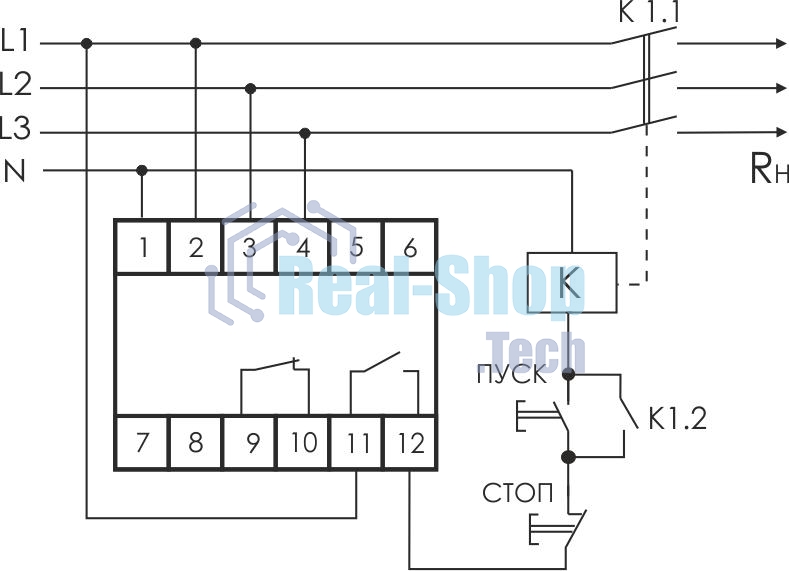 Реле напряжения CP-731 (трехфазный; микропроцессорный; контроль верхнего и нижнего значений напряжения; контроль ассиметрии; чередования фаз; монтаж на DIN-рейке 35мм 3х400/230+N 2х8А 1Z 1R IP20) F&F EA04.009.005