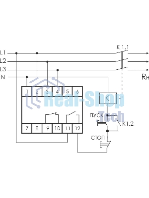 Реле напряжения CP-731 (трехфазный; микропроцессорный; контроль верхнего и нижнего значений напряжения; контроль ассиметрии; чередования фаз; монтаж на DIN-рейке 35мм 3х400/230+N 2х8А 1Z 1R IP20) F&F EA04.009.005