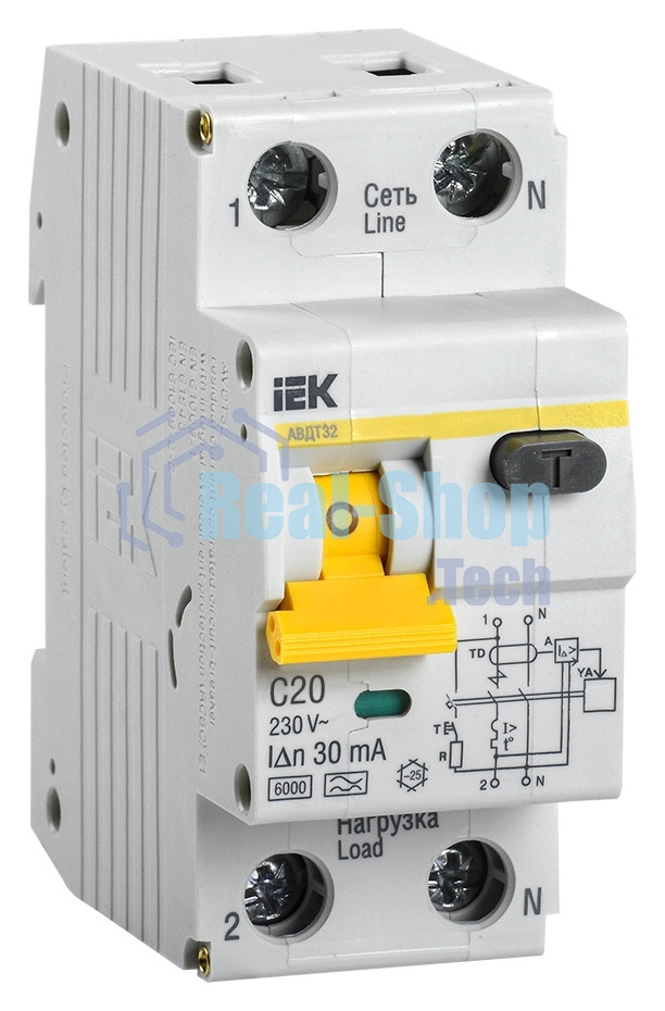 Выключатель автоматический дифференциального тока ИЭК 2п 20А/30мА CАВДТ 32 MAD22-5-020-C-30