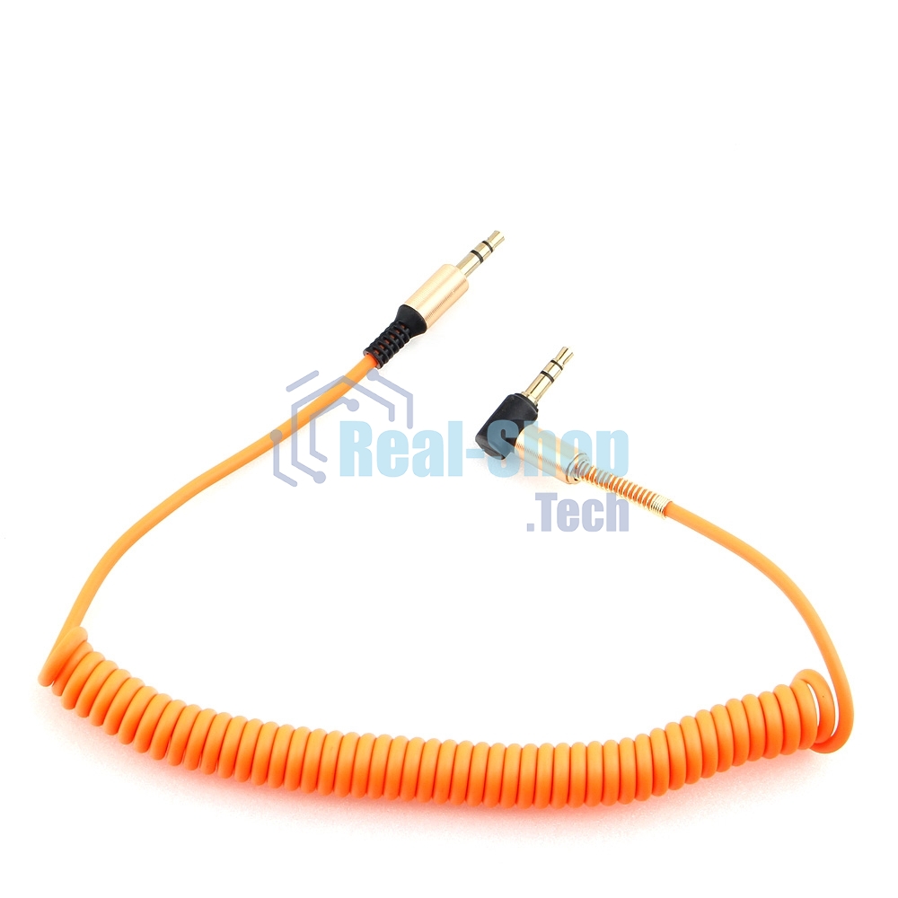 Кабель Cablexpert аудио 90˚ спиральный CCAB-02-35MMLC-1.8MO. 3.5 Jack (M)/3.5 Jack (M), оранжевый, 1.8м, блистер