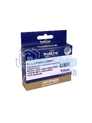 Картридж для принтеров Brother LC1100/LC980Y DCP -145C/165C/195С/375CW MFC-250C/290C/DCP-6690CW Yellow водн ProfiLine