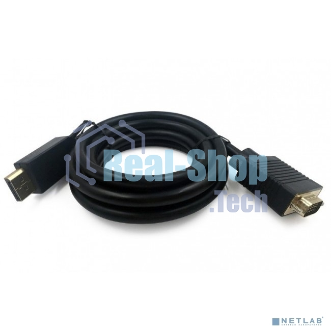 Кабель DisplayPort->VGA Cablexpert CCP-DPM-VGAM-6, 1,8м, 20M/15M, черный, экран, пакет