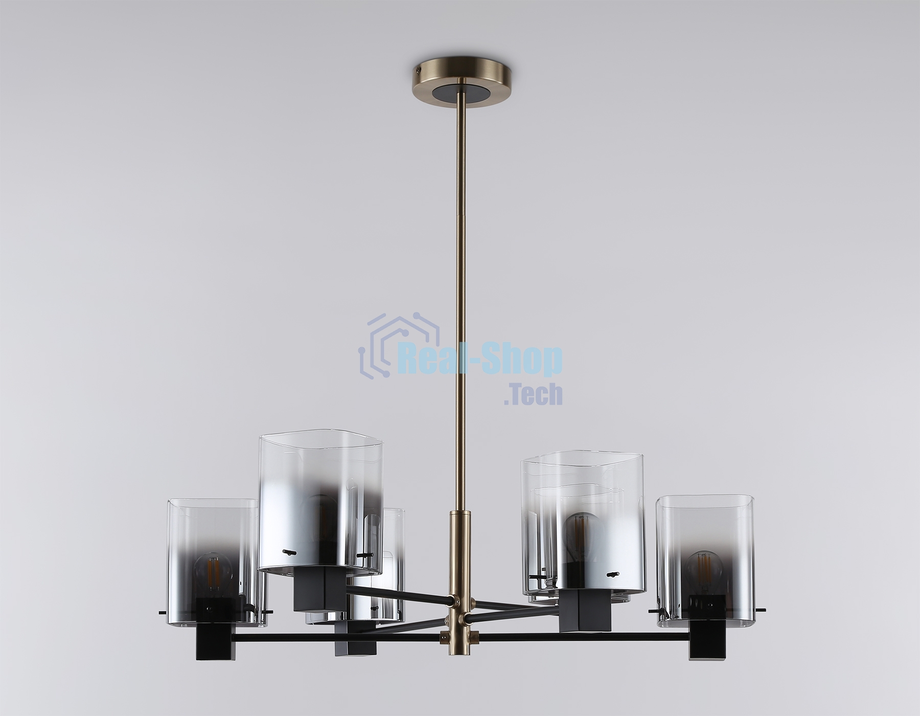 Люстра Ambrella light LH57041/6 BK/DBS/SM черный/темная латунь/дымчатый E14/6 max 40W D690*690