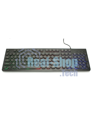 Клавиатура с подсветкой Gembird KB-240L, USB, черный, 104 клавиши, подсветка Rainbow, круглые клавиши, кабель 1.5м
