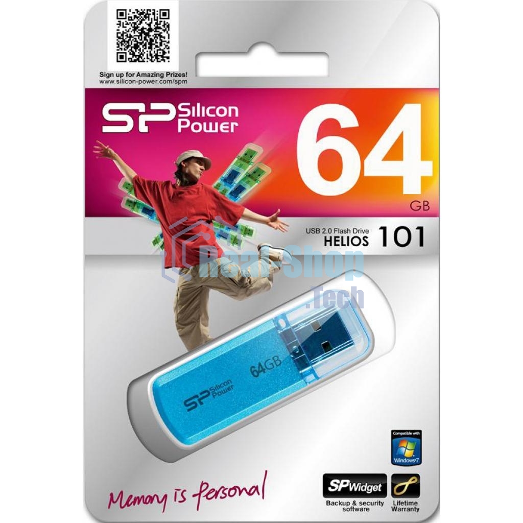 Флешка USB Silicon Power R/W 64Gb Helios 101 SP064Gb,UF2101V1B USB 2.0 синий