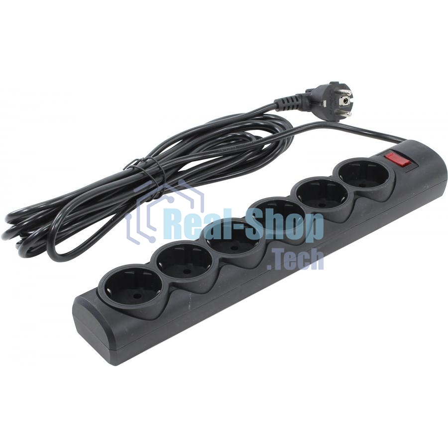 Сетевой фильтр Defender DFS 155/6 розеток/черный/5.0 м