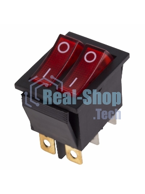Выключатель клавишный Rexant 250V 15А (6с) ON-OFF красный с подсветкой двойной