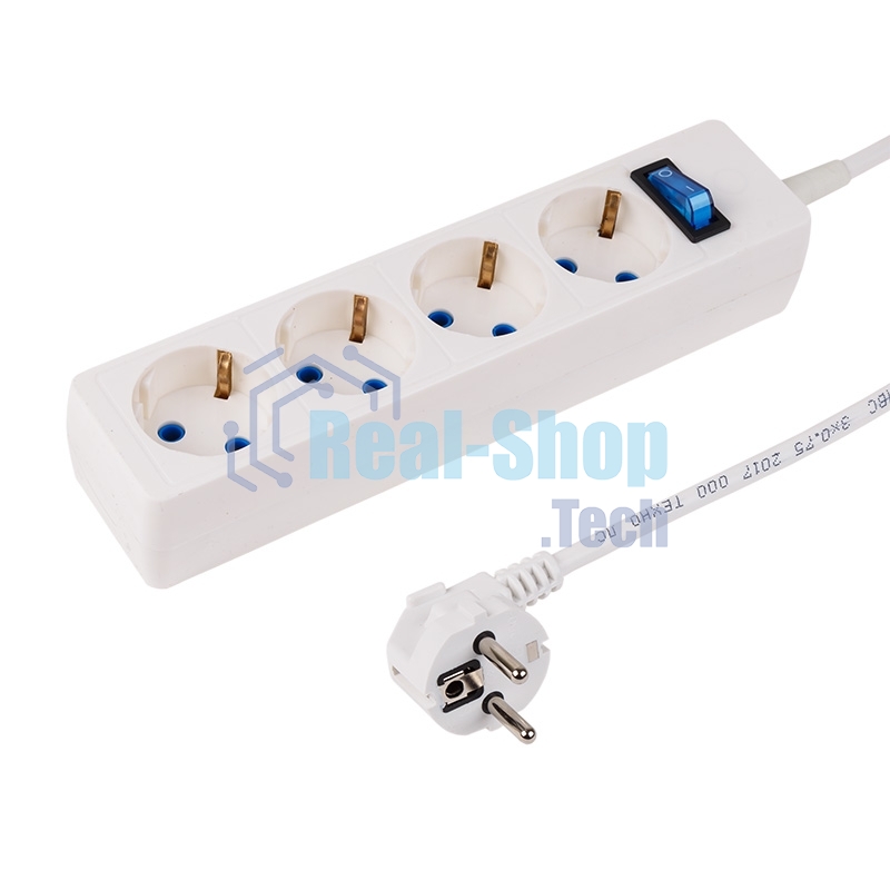 Сетевой фильтр PROconnect STANDARD 4 гнезда, 5 м, 3х0.75 мм², с/з + автовыкл., белый