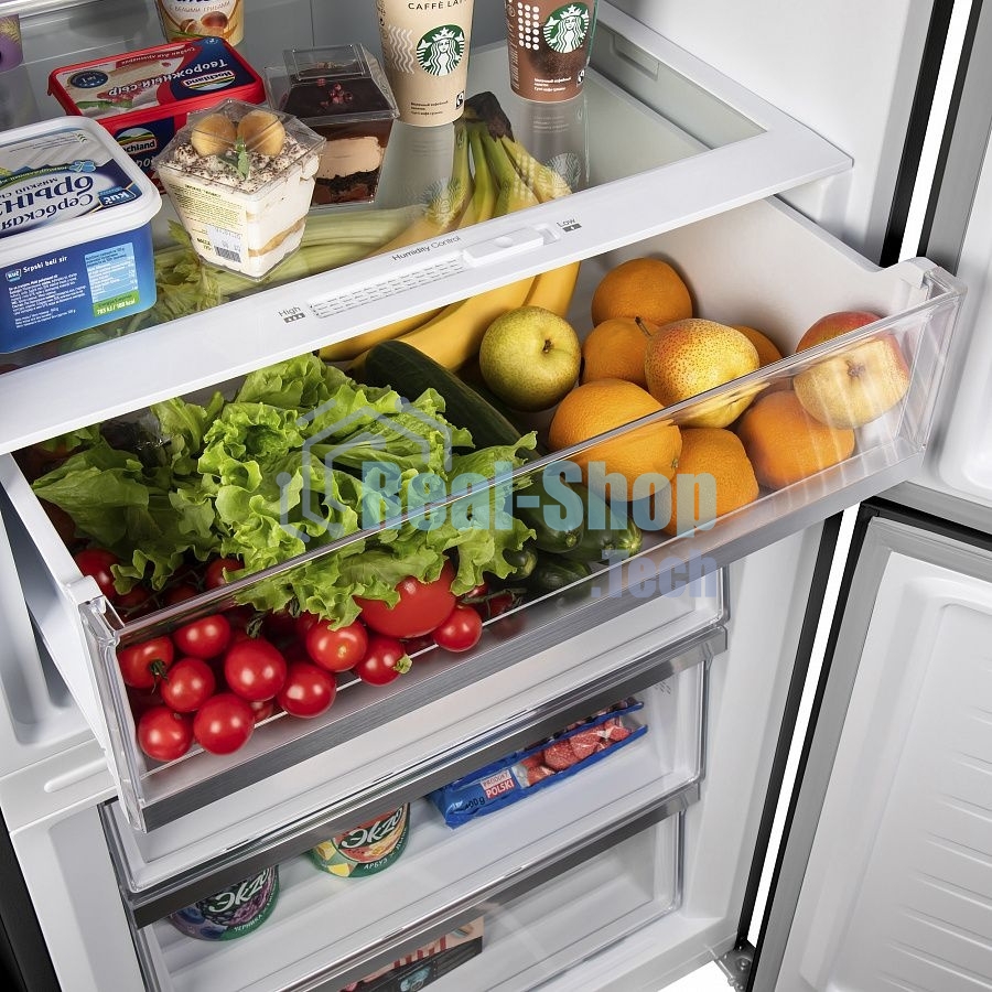 Холодильник Maunfeld MFF1857NFSB черный мат. инвертер двухкамерный 336/117л морозилка снизу