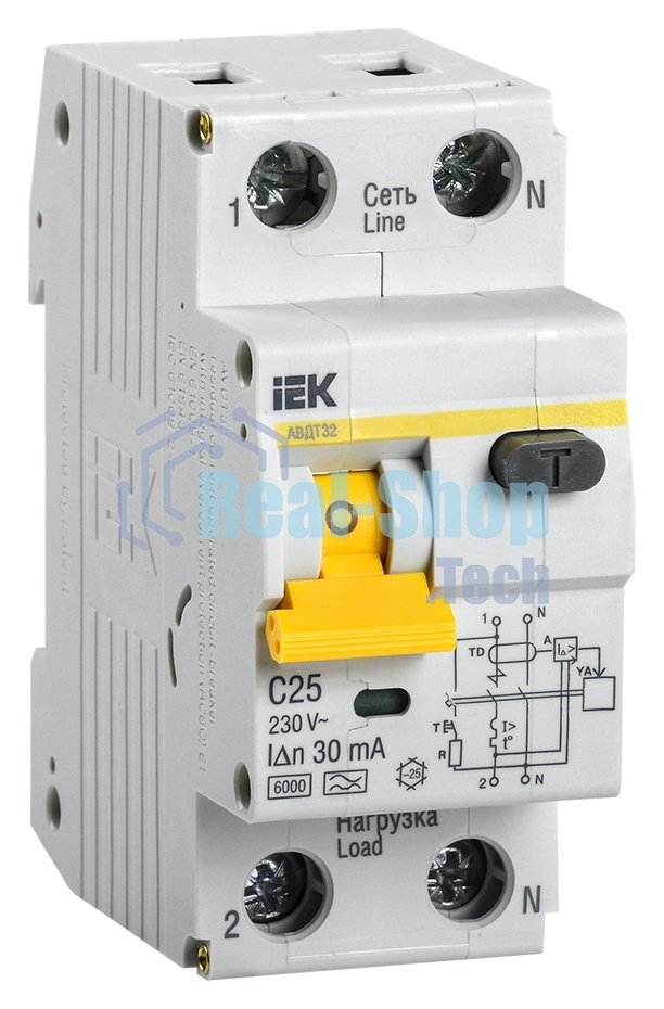 Выключатель автоматический дифференциального тока ИЭК 2п 25А/30мА CАВДТ 32 MAD22-5-025-C-30