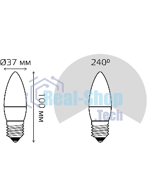 Лампа светодиодная Gauss 6.5Вт цок.: E27 свеча 220B 4100K св. свеч. бел. ней. (упак.: 10 шт)