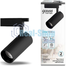 Светильник Gauss трековый цилиндр 24W 1830lm 4000K 180-240V IP20 65x210мм черный LED 1/40