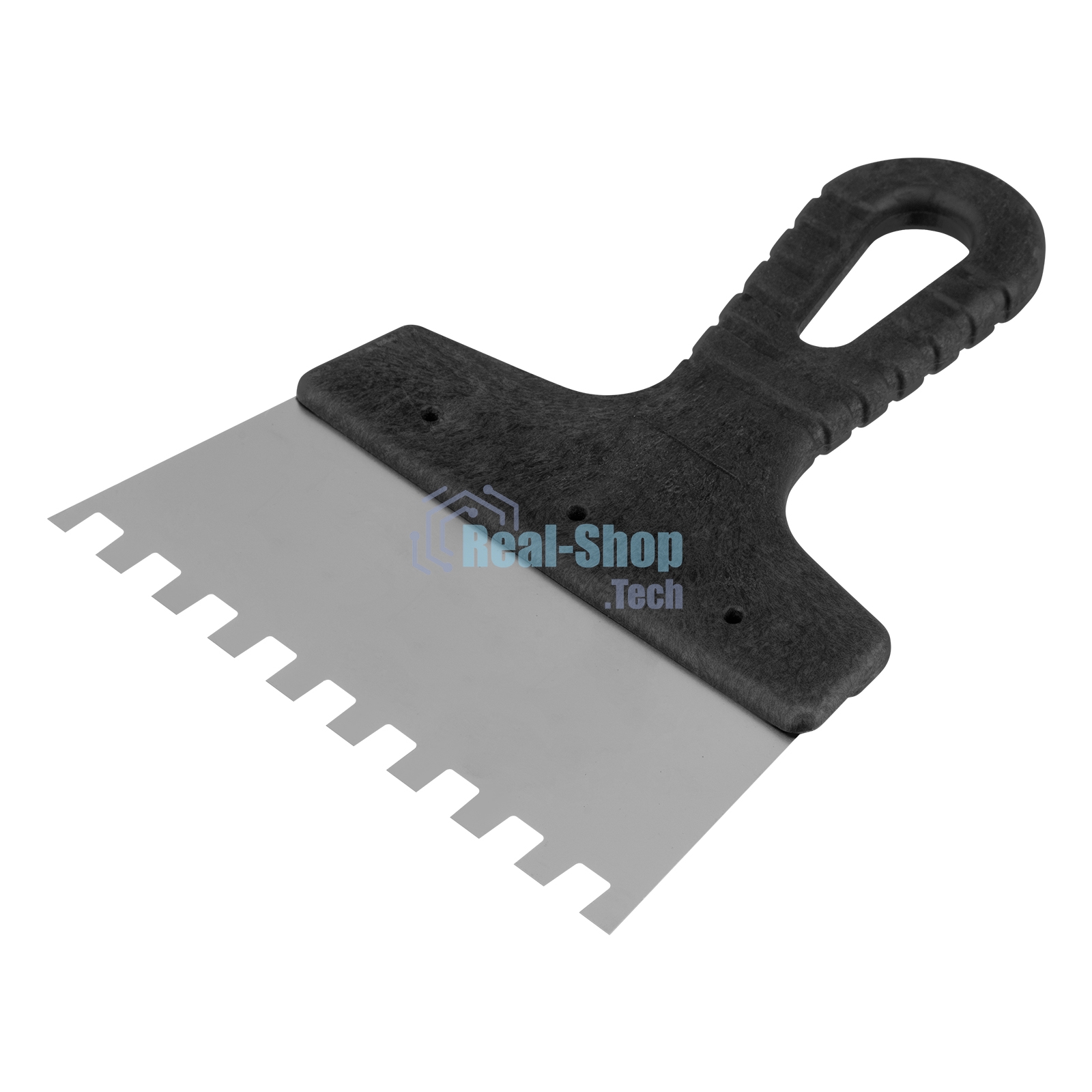 Шпатель из нержавеющей стали Сибртех 150 мм, зуб 8х8 мм, пластмассовая ручка