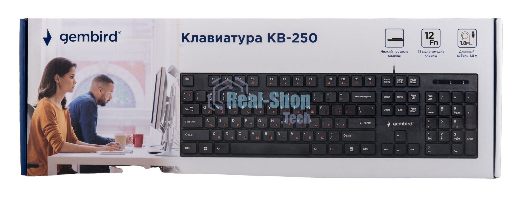 Клавиатура Gembird KB-250 проводная, USB Type-A, чёрный