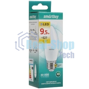 Лампа светодиодная Smartbuy SBL-C37-9_5-40K-E27 (LED) Лампа свеча C37-9,5W/4000/Е27