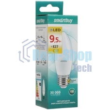 Лампа светодиодная Smartbuy SBL-C37-9_5-40K-E27 (LED) Лампа свеча C37-9,5W/4000/Е27