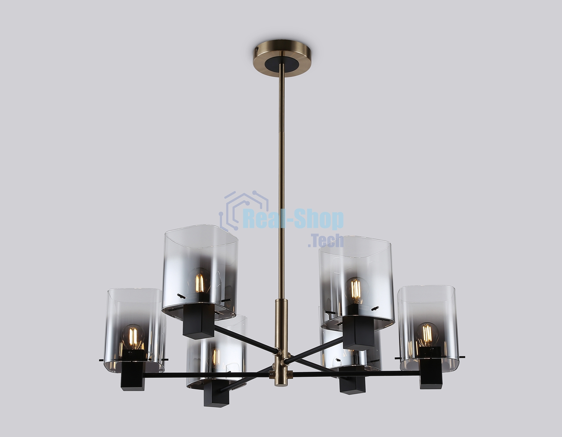 Люстра Ambrella light LH57041/6 BK/DBS/SM черный/темная латунь/дымчатый E14/6 max 40W D690*690