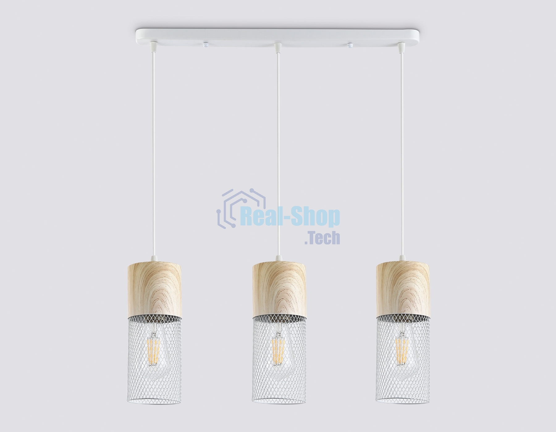 Светильник Ambrella light TR8499/3 WH/WD белый/дерево E27/3 max 60W 550*100*1000