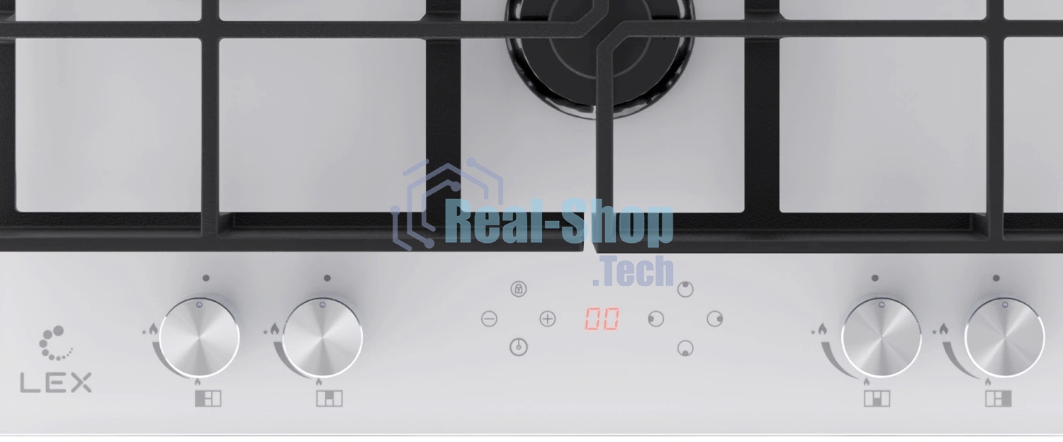 Газовая варочная поверхность LEX GVG 644 T WH, 4 конфорки, закаленное стекло, 9250 Вт
