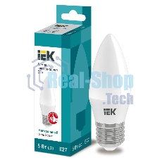 Лампа светодиодная ECO C35 5Вт свеча 4000К белый E27 450лм 230-240В ИЭК LLE-C35-5-230-40-E27