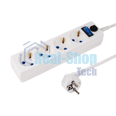 Сетевой фильтр PROconnect STANDARD 4 гнезда, 3 м, 3х0.75 мм², с/з + автовыкл., белый