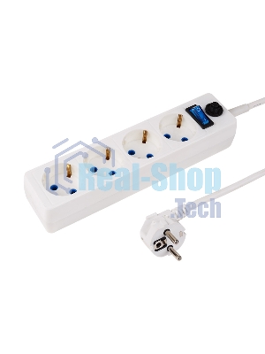 Сетевой фильтр PROconnect STANDARD 4 гнезда, 3 м, 3х0.75 мм², с/з + автовыкл., белый