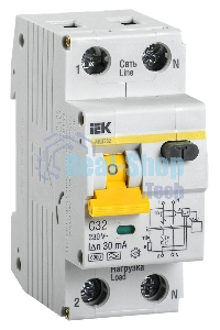 Выключатель автоматический дифференциального тока Iek MAD22-5-032-C-30 АВДТ 32 C32