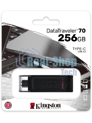 Флешка USB Kingston DataTraveler DT70 (DT70/256Gb), 256Gb, USB Type-C 3.2, R/W 70/45, черный