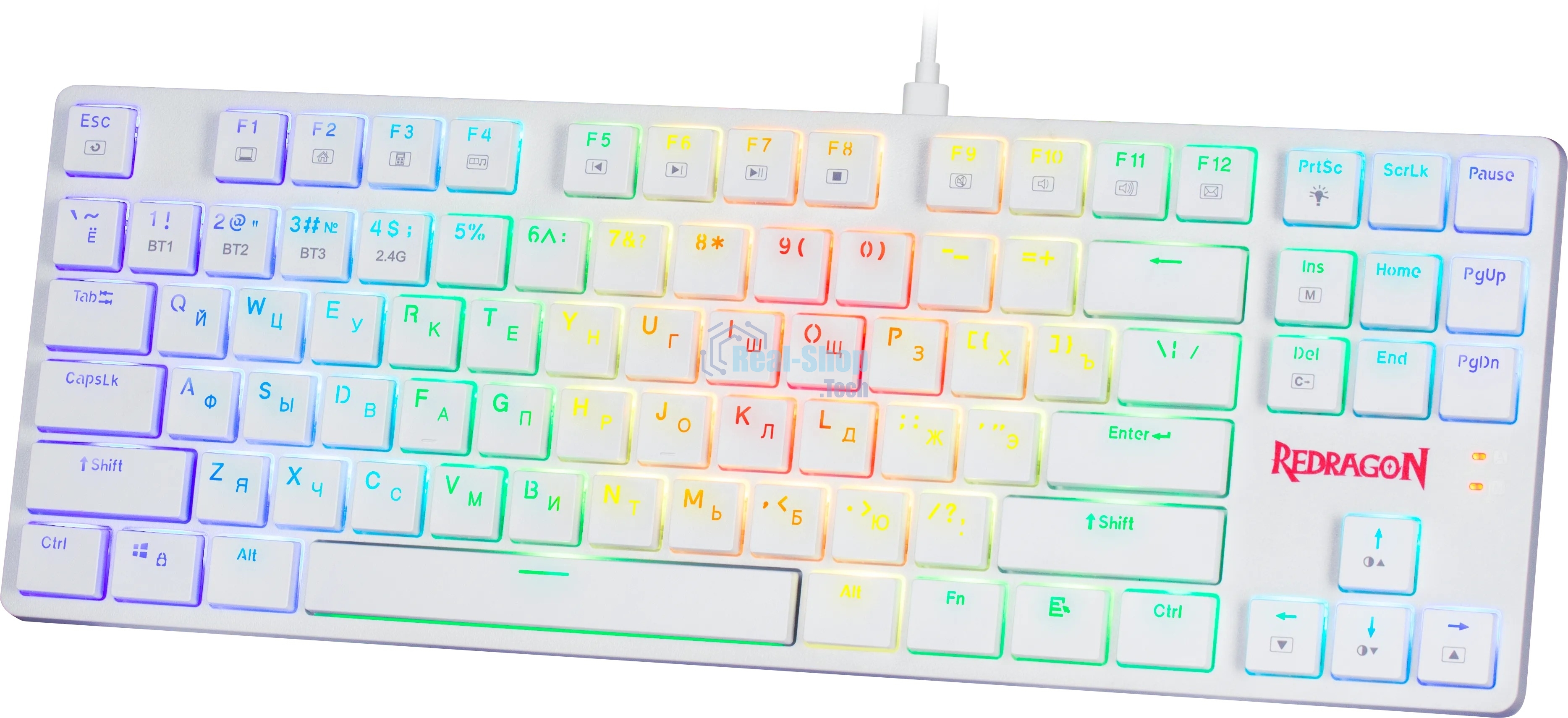 Клавиатура беспроводная Redragon Anubis беспроводная, USB, Bluetooth/Радиоканал, белый