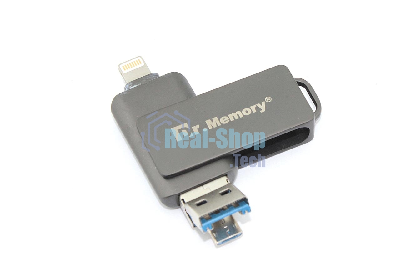 Флешка USB Dr. Memory 051, 64Gb, USB 3.0/USB Type-C, R/W 120/70, серый
