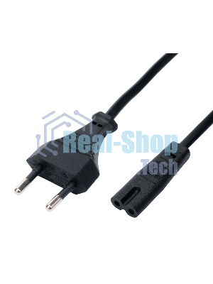 Кабель питания Cablexpert PC-184A-VDE-3M CEE 7/16-C7, 2x0.75мм2, 2.5А, VDE, угл.разъемы, 3м, черный, пакет