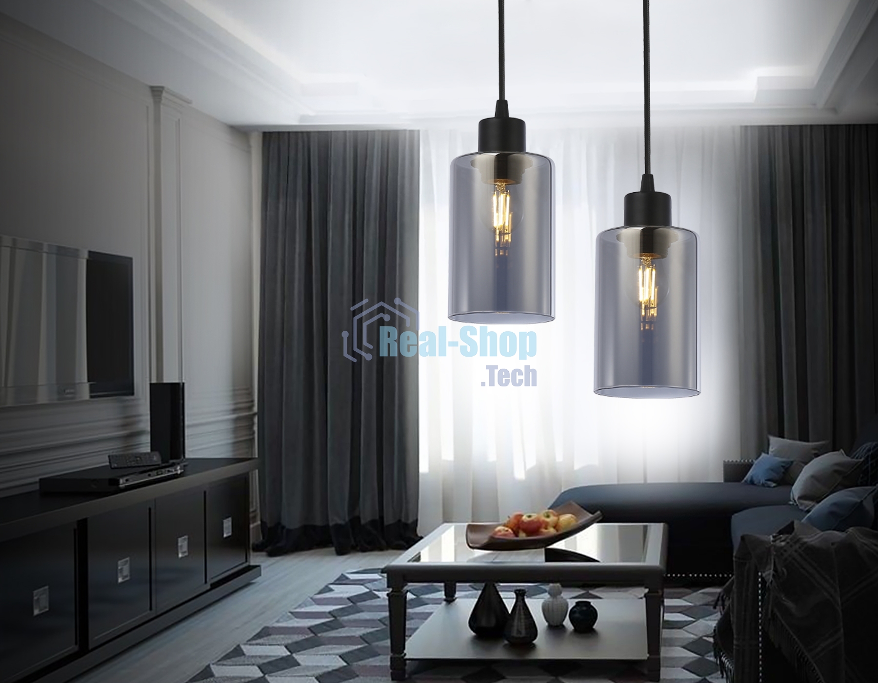 Светильник Ambrella light TR3695 BK/SM черный/дымчатый E27 max 40W D100*1000